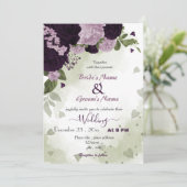 Invitation fleurs violettes foncées et claires mariage (Debout devant)