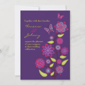 Invitation Fleurs violettes funky Mariage (Devant)