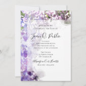 Invitation Fleurs violettes Lilac Célébration de la vie (Devant)