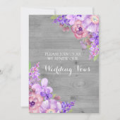 Invitation Fleurs violettes Lilac en bois gris Vow renouveau (Devant)