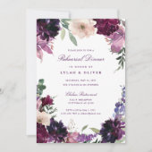 Invitation Fleurs violettes luxuriantes | Dîner De Répétition (Devant)