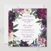 Invitation Fleurs violettes luxuriantes | Mariage romantique (Devant)