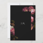 Invitation Fleurs violettes Mariage foncé Moody Élégant Noir (Dos)