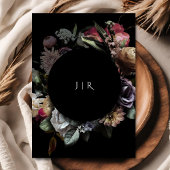 Invitation Fleurs violettes Mariage foncé Moody Gold Noir