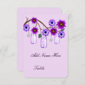 Invitation Fleurs violettes Mason Jars Table Place Card (Devant / Derrière)