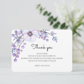 Invitation Fleurs violettes merci. Note de mariage botanique (Debout devant)