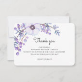 Invitation Fleurs violettes merci. Note de mariage botanique (Devant)