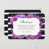 Invitation Fleurs violettes merci. Note de mariage florale (Devant / Derrière)