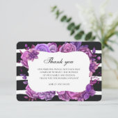 Invitation Fleurs violettes merci. Note de mariage florale (Debout devant)