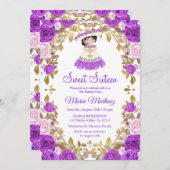 Invitation Fleurs violettes mexicaines Douces 16 Anniversaire (Devant / Derrière)