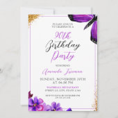 Invitation Fleurs violettes modernes 90e anniversaire (Devant)