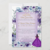 Invitation Fleurs violettes modernes Quinceañera (Devant)