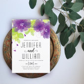 Invitation Fleurs violettes modernes, typographie mariage flo