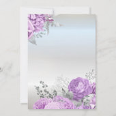Invitation Fleurs Violettes Paillettes Argent 85e Anniversair (Dos)