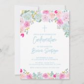 Invitation Fleurs violettes Peach Rose Bleu Confirmation flor (Devant)