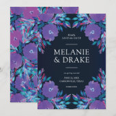 Invitation Fleurs violettes peintes à la main Enregistrer la (Devant / Derrière)