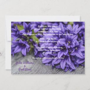 Invitation Fleurs violettes profondes sur Mariage campagnard 