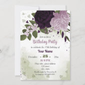 Invitation fleurs violettes profondes vert (Devant)
