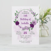Invitation Fleurs violettes romantiques anniversaire de verdu (Debout devant)