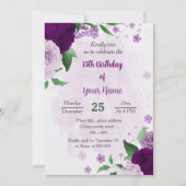 Invitation Fleurs violettes romantiques anniversaire de verdu (Devant)