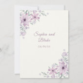 Invitation Fleurs violettes romantiques Floral White Cream Ma (Dos)
