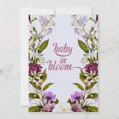 Invitation Fleurs violettes roses | Bébé en fleurs douche (Dos)