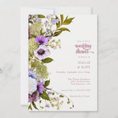 Invitation Fleurs violettes roses | Douche de mariage en fleu (Devant)