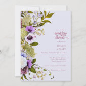 Invitation Fleurs violettes roses | Douche de mariage en fleu (Devant)
