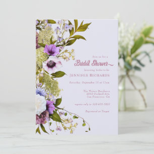 Invitation Fleurs violettes roses Pompe nuptiale en fleurs