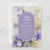 Invitation Fleurs violettes rustiques bébé en fleurs douche e (Devant)