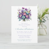 Invitation Fleurs violettes turquoise Brunch de pivoine et bu (Debout devant)