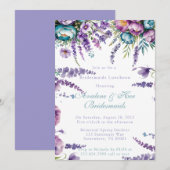Invitation Fleurs violettes turquoise Déjeuner d'honneur (Devant / Derrière)