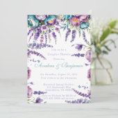 Invitation Fleurs violettes turquoise Douche Couples (Debout devant)
