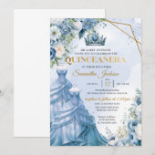 Invitation Fleurs violettes Twin Princess Robe Quinceañera (Devant / Derrière)