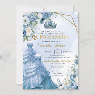 Invitation Fleurs violettes Twin Princess Robe Quinceañera