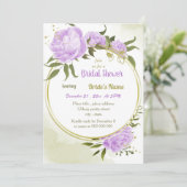 Invitation fleurs violettes verdure couronne douche nuptiale (Debout devant)