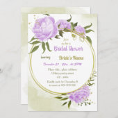 Invitation fleurs violettes verdure couronne douche nuptiale (Devant / Derrière)