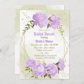 Invitation fleurs violettes verdure douche nuptiale géométriq (Devant / Derrière)