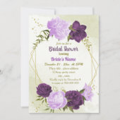 Invitation fleurs violettes vert feuille douche nuptiale (Devant)