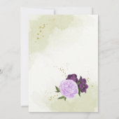 Invitation fleurs violettes vert feuille douche nuptiale (Dos)