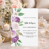 Invitation Fleurs violettes violettes à l'anniversaire