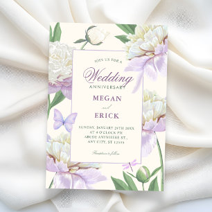 Invitation Fleurs violettes violettes jardin mariage annivers