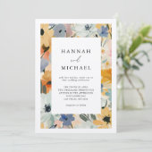 Invitation Fleurs vives aquarelle Mariage floral (Debout devant)