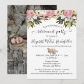 Invitation Fleurs vives Boho Floral Retraite Party Photo (Devant / Derrière)