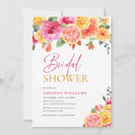 Invitation Fleurs vives Festives Fête des mariées d'agrumes f (Devant)