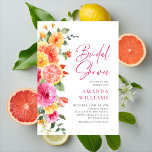 Invitation Fleurs vives Festives Fête des mariées d'agrumes f<br><div class="desc">Pour plus de personnalisation,  cliquez sur "Personnaliser ce modèle",  puis sur "Modifier à l'aide de l'outil de conception". Élégant éditable facile à utiliser modèles mariage,  plus d'articles disponibles dans le magasin (invitations,  rsvp,  cartes de remerciements,  papeterie & décoration). Si vous avez besoin d'aide ou d'articles correspondants,  veuillez me contacter.</div>
