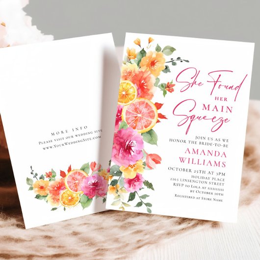 Invitation Fleurs vives Festives Fête des mariées d'agrumes f