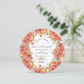 Invitation Fleurs vives Mélange rose Aquarelle Mariage Cercle (Debout devant)