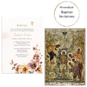 Invitation Fleurs Whimsical Boho Orthodoxe Baptême chrétien