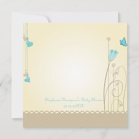 Invitation Fleurs Whimsical C'est un Baby shower garçon (Dos)